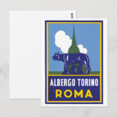 Albergo Torino Roma Travel Poster Briefkaart (Voorkant / Achterkant)