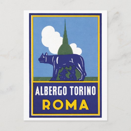 Albergo Torino Roma Travel Poster Briefkaart (Voorkant)