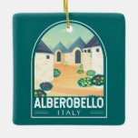 Alberobello Italië Reizen Kunst Vintage Keramisch Ornament<br><div class="desc">Alberobello vector kunstontwerp. Het staat bekend om zijn trulli,  witgekalkte stenen hutten met conische daken.</div>