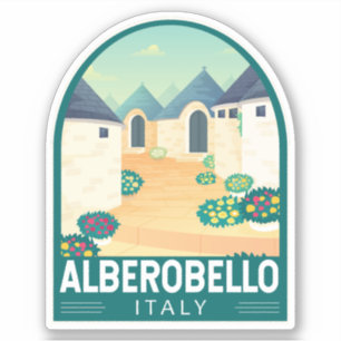 Alberobello Italië Reizen Kunst Vintage Sticker