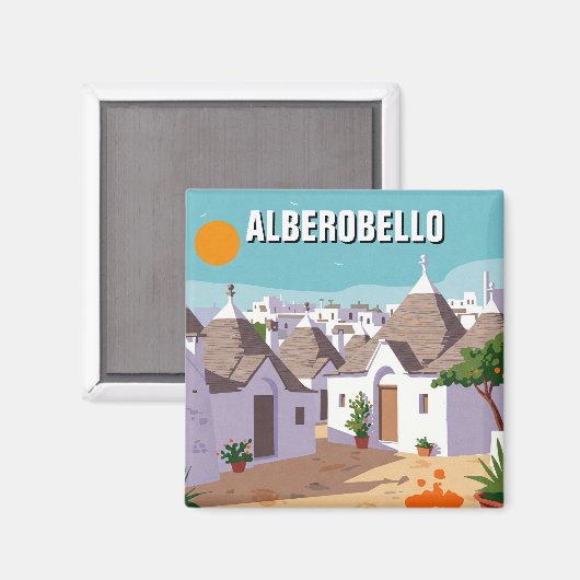 Alberobello Italië Trulli huizen Reizen abstract Magneet (Voorkant / Achterkant)