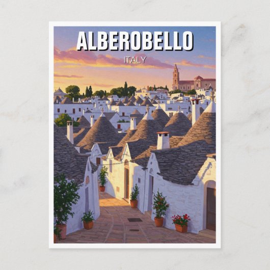 Alberobello Italië Trulli huizen Reizen Briefkaart (Voorkant)