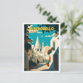 Alberobello Italië vintage reisillustratie Briefkaart (Staand voorkant)