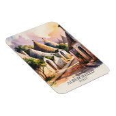 Alberobello Italy lTrulli Village Watercolor Retro Magneet (Rechterzijde)