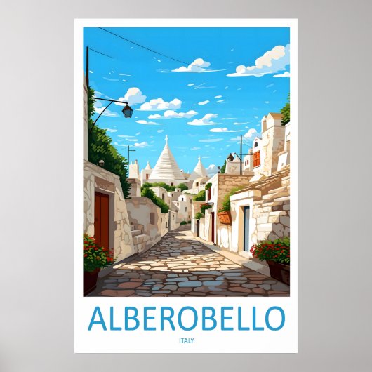 Alberobello Vintage Reisposter Ski Nationaal Poster (Voorkant)