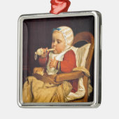 Albert Anker - De kleine muzikant Metalen Ornament (Links)