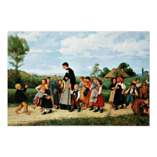 Albert Anker - Der Schulspaziergang Perfect Poster (Voorkant)