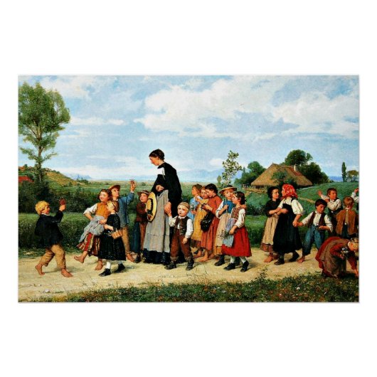 Albert Anker - Der Schulspaziergang Perfect Poster (Voorkant)