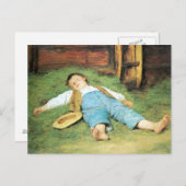 Albert Anker, Schlafender Knabe im Heu Briefkaart (Voorkant / Achterkant)