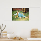 Albert Anker, Schlafender Knabe im Heu Poster (Keuken)