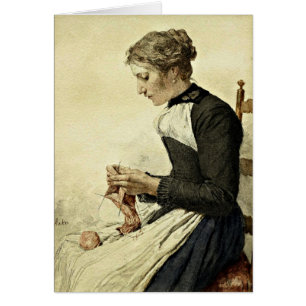 Albert Anker - Young Woman Knitting