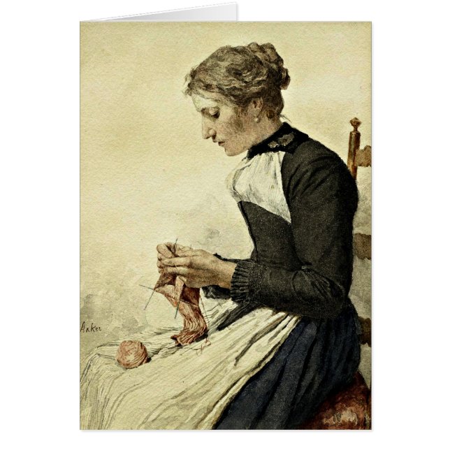 Albert Anker - Young Woman Knitting (Voorkant)