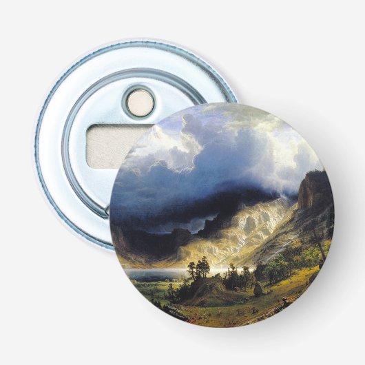 Albert Bierstadt A Storm in de Rocky Mountains Button Flesopener (Voorkant)