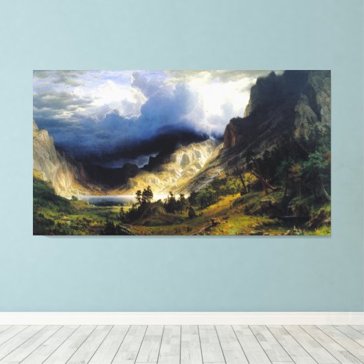 Albert Bierstadt A Storm in de Rocky Mountains Canvas Afdruk (Insitu (Houten vloer))