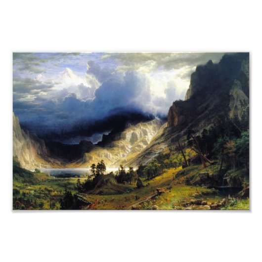 Albert Bierstadt A Storm in de Rocky Mountains Foto Afdruk (Voorkant)