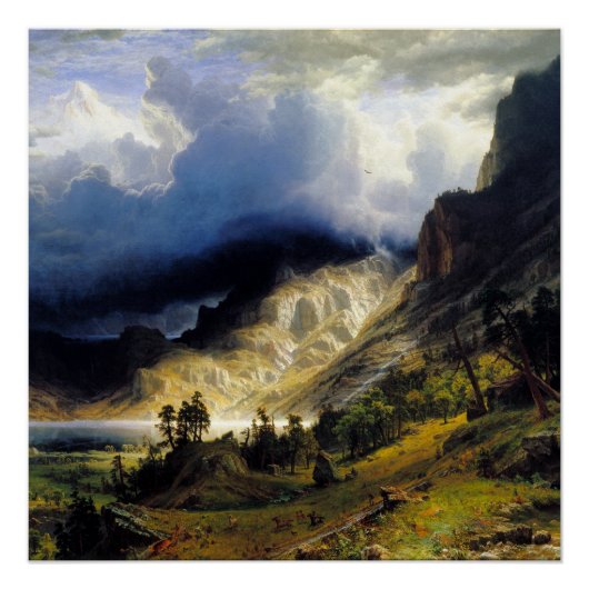 Albert Bierstadt A Storm in de Rocky Mountains Perfect Poster (Voorkant)