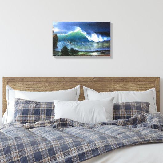 Albert Bierstadt - De kust van het Turquoise zee Canvas Afdruk (Insitu (Slaapkamer))