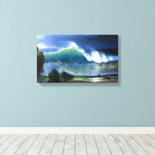 Albert Bierstadt - De kust van het Turquoise zee Canvas Afdruk (Insitu (Houten vloer))