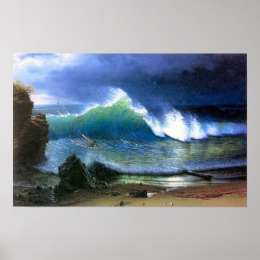 Albert Bierstadt-De kust van het zee Turquoise Poster (Voorkant)