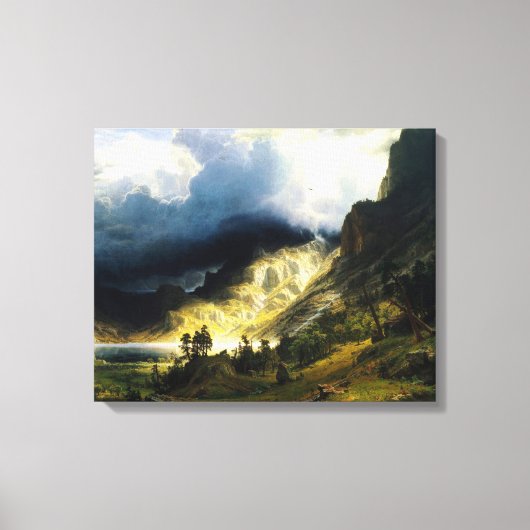 Albert Bierstadt - Een Storm in het Rocky-gebergte Canvas Afdruk (Voorkant)