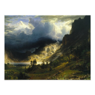 Albert Bierstadt - Een Storm in het Rocky-gebergte Foto Afdruk