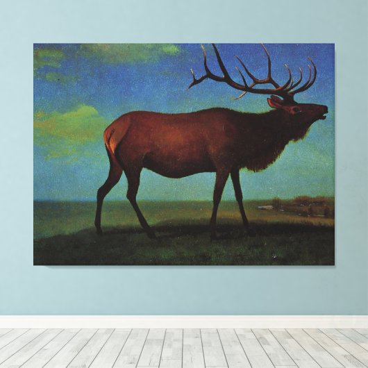 Albert Bierstadt, Elk Canvas Afdruk (Insitu (Houten vloer))
