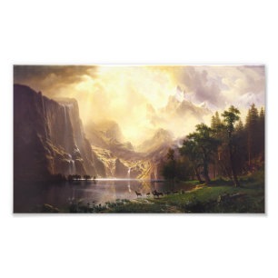 Albert Bierstadt in de bergen Foto print Afdruk