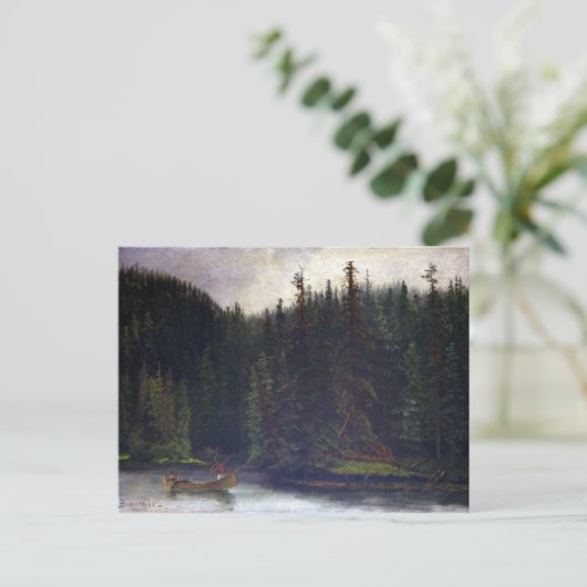 Albert Bierstadt Indian Hunters in Canoe Briefkaart (Staand voorkant)