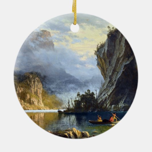 Albert Bierstadt Indians Spear Vist Poster Keramisch Ornament (Achterkant)