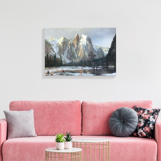 Albert Bierstadt - Kathedraalrotsen, Yosemite Canvas Afdruk (Insitu (Woonkamer))