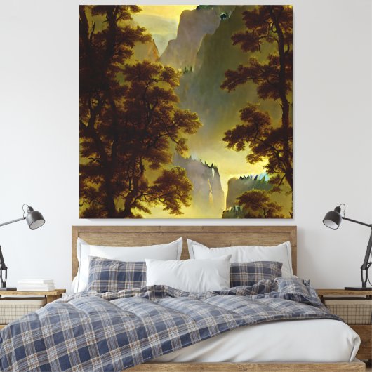 Albert Bierstadt - Kijken naar Yosemite Valley Canvas Afdruk (Insitu (Slaapkamer))