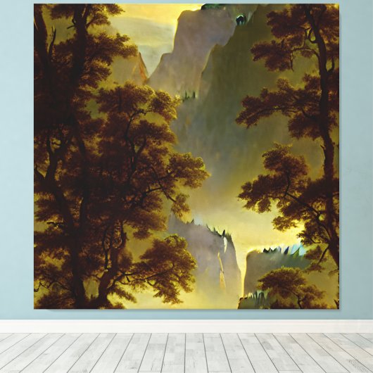 Albert Bierstadt - Kijken naar Yosemite Valley Canvas Afdruk (Insitu (Houten vloer))