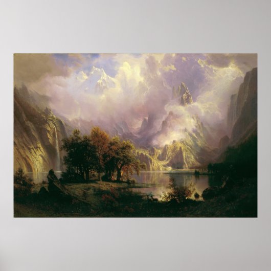 Albert Bierstadt - Landschap Rocky Mountain Poster (Voorkant)