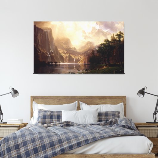 Albert Bierstadt - Onder de Sierra Nevada, Califo Canvas Afdruk (Insitu (Slaapkamer))