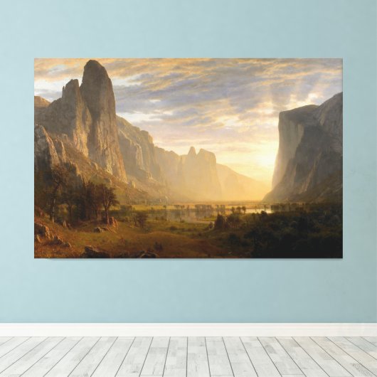 Albert Bierstadt over de Yosemite Valley Canvas Afdruk (Insitu (Houten vloer))