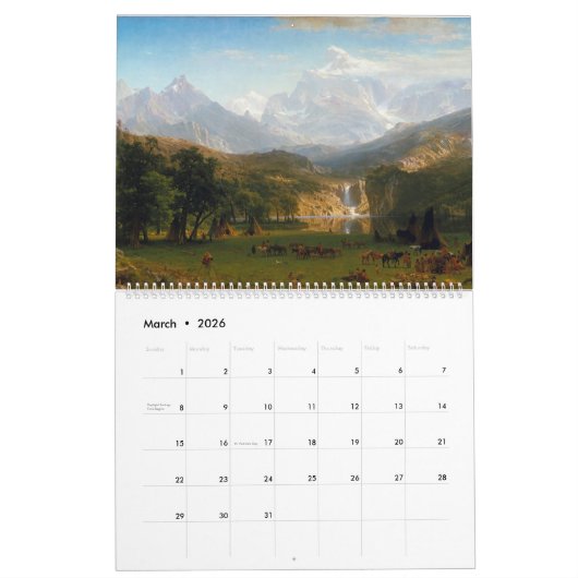 Albert Bierstadt Paintings Kalender (Mar 2026)