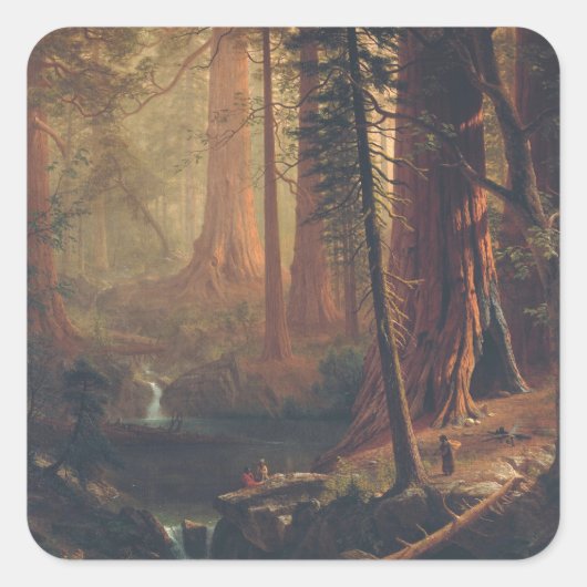 Albert Bierstadt - Redwood Trees Vierkante Sticker (Voorkant)