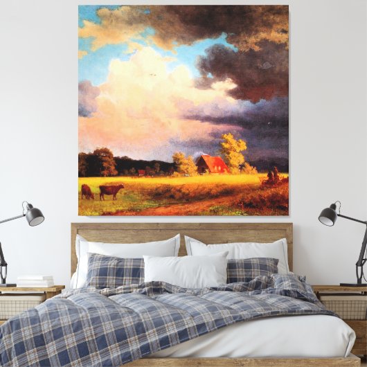 Albert Bierstadt-schilderij, Beierse Landschap Canvas Afdruk (Insitu (Slaapkamer))