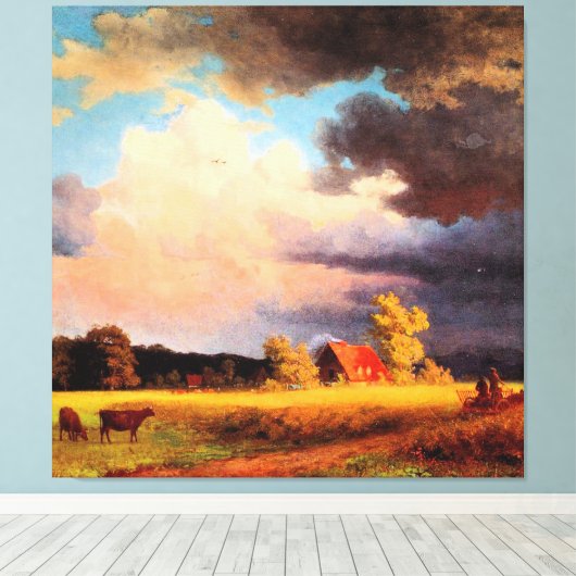 Albert Bierstadt-schilderij, Beierse Landschap Canvas Afdruk (Insitu (Houten vloer))