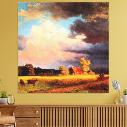 Albert Bierstadt-schilderij, Beierse Landschap Canvas Afdruk (Insitu (Woonkamer))