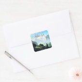 Albert Bierstadt schilderij, Staubbach Herfsten, Vierkante Sticker (Envelop)