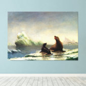 Albert Bierstadt-schilderij, zeehonden Canvas Afdruk (Insitu (Houten vloer))