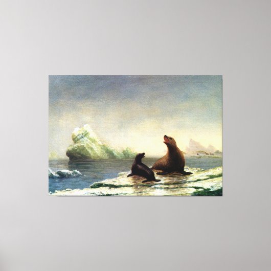 Albert Bierstadt-schilderij, zeehonden Canvas Afdruk (Voorkant)