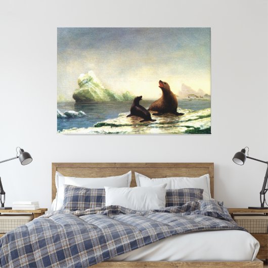 Albert Bierstadt-schilderij, zeehonden Canvas Afdruk (Insitu (Slaapkamer))