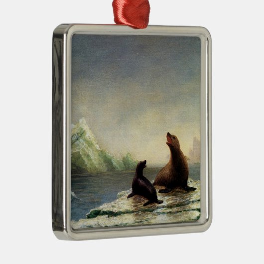 Albert Bierstadt-schilderij, zeehonden, Metalen Ornament (Rechts)