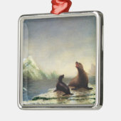 Albert Bierstadt-schilderij, zeehonden, Metalen Ornament (Links)