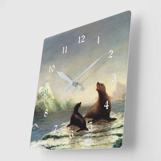 Albert Bierstadt-schilderij, zeehonden Vierkante Klok (Hoek)