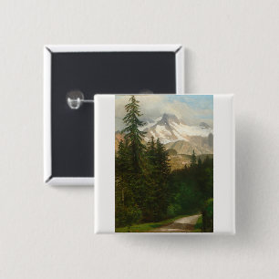 Albert Bierstadt schildert sneeuw in het hoge land Vierkante Button 5,1 Cm
