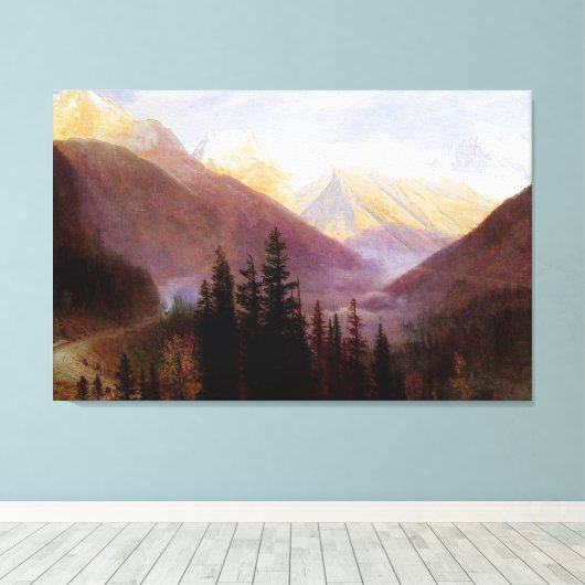 Albert Bierstadt Sunrise bij Glacier Station Canvas Afdruk (Insitu (Houten vloer))