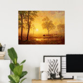 Albert Bierstadt - Sunset on the Mountain Poster (Thuiskantoor)
